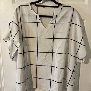 White and Black Grid Pattern Woman’s Shirt